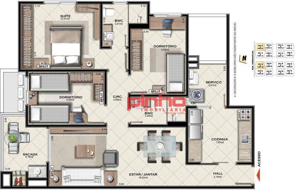 Apartamento à venda com 3 quartos, 107m² - Foto 2