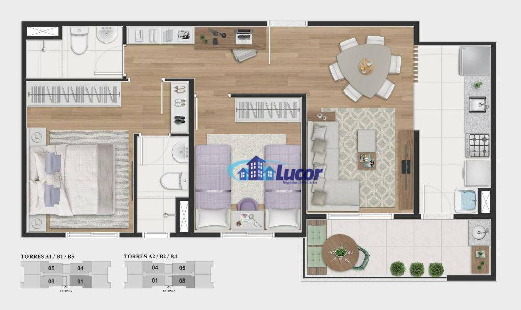 Apartamento à venda com 2 quartos, 53m² - Foto 1