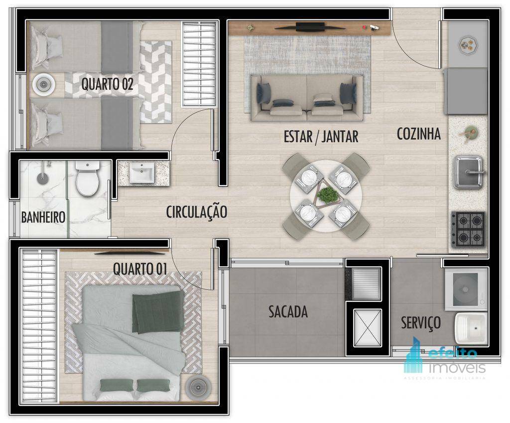 Apartamento à venda com 2 quartos, 42m² - Foto 1