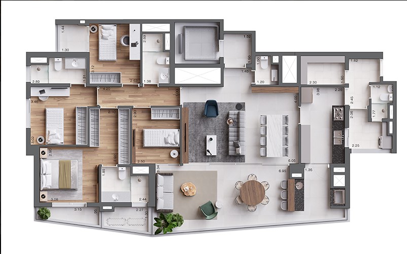 Apartamento à venda com 4 quartos, 168m² - Foto 2