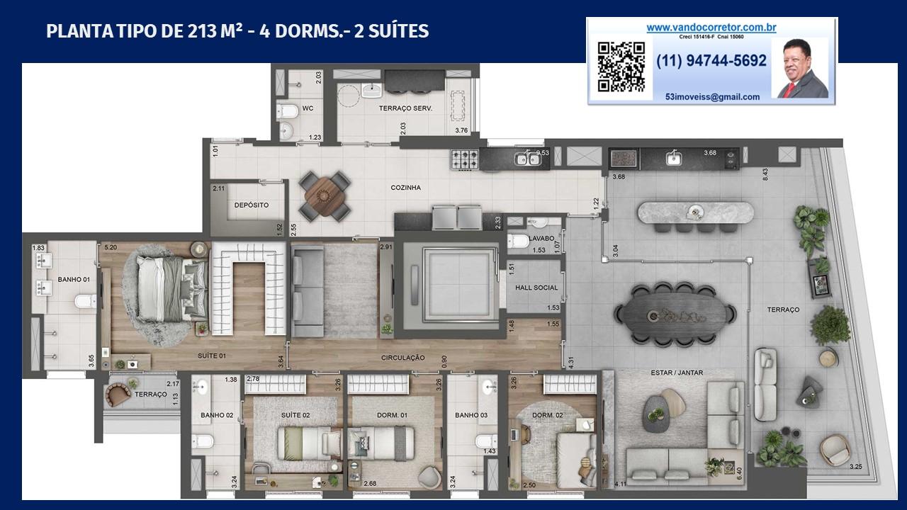 Apartamento à venda com 3 quartos, 110m² - Foto 3