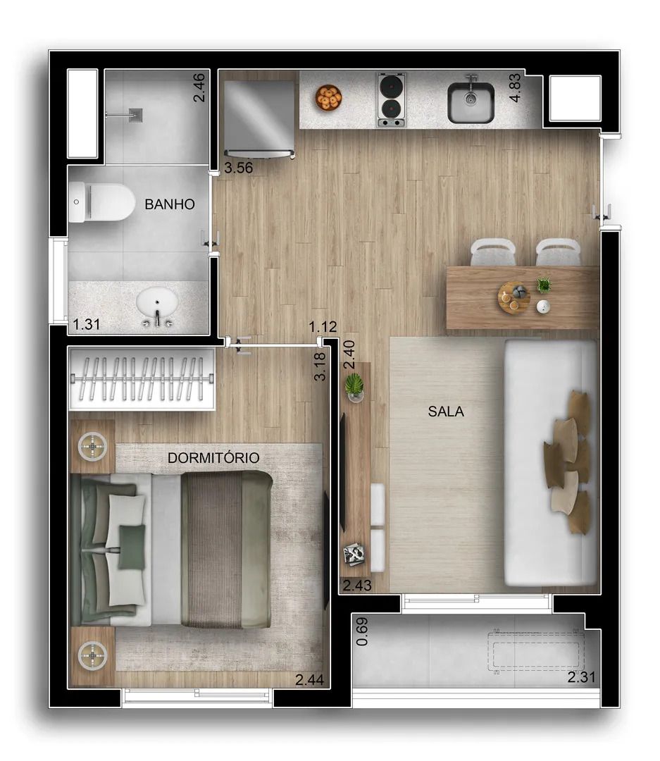 Apartamento à venda com 1 quarto, 31m² - Foto 15