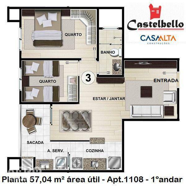Apartamento à venda com 2 quartos, 57m² - Foto 8