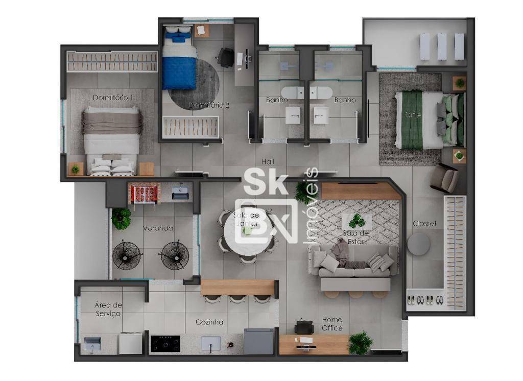 Apartamento à venda com 3 quartos, 103m² - Foto 2