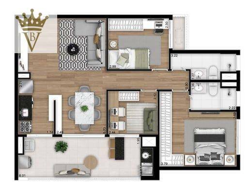 Apartamento à venda com 3 quartos, 84m² - Foto 2