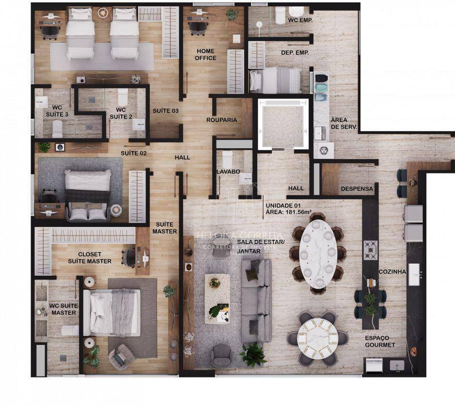 Apartamento à venda com 3 quartos, 175m² - Foto 1