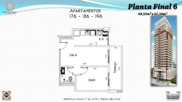 Apartamento à venda com 1 quarto, 49m² - Foto 2