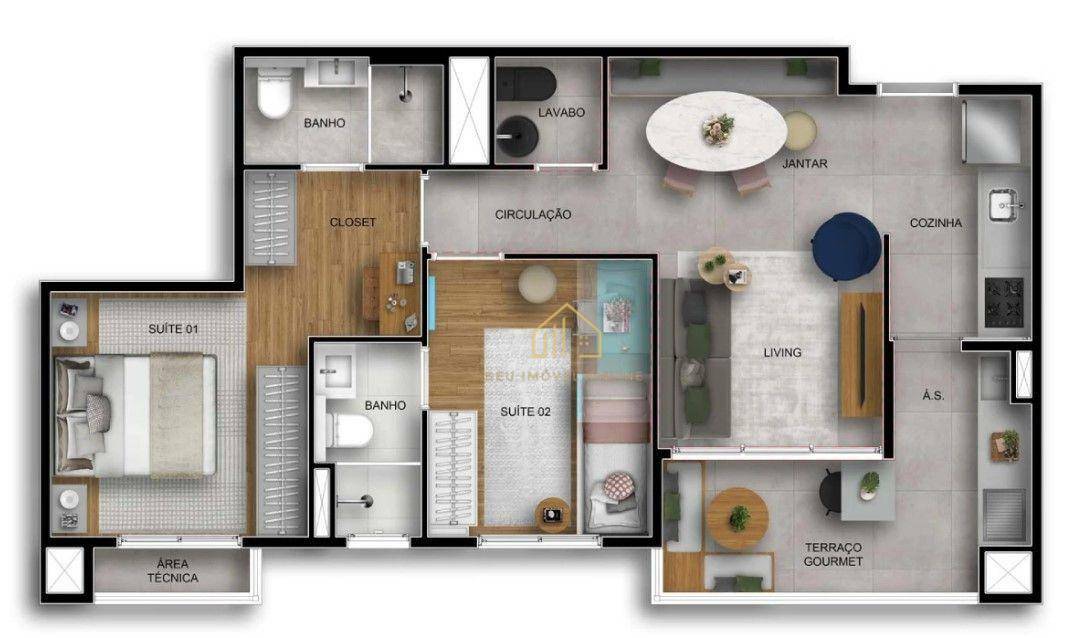 Apartamento à venda com 2 quartos, 62m² - Foto 2