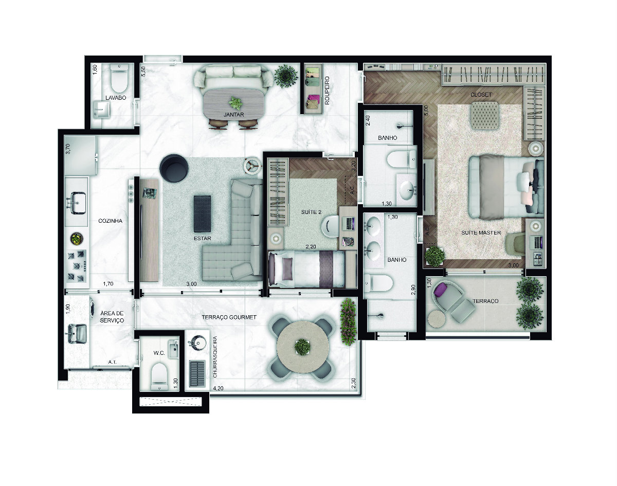 Apartamento à venda com 3 quartos, 168m² - Foto 3