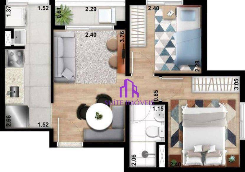 Apartamento à venda com 2 quartos, 39m² - Foto 2