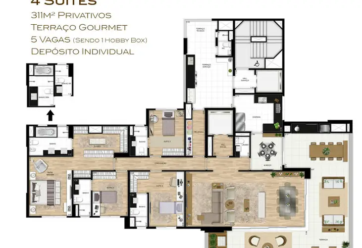 Apartamento à venda com 4 quartos, 311m² - Foto 2