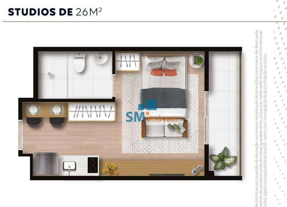 Apartamento à venda com 1 quarto, 26m² - Foto 1