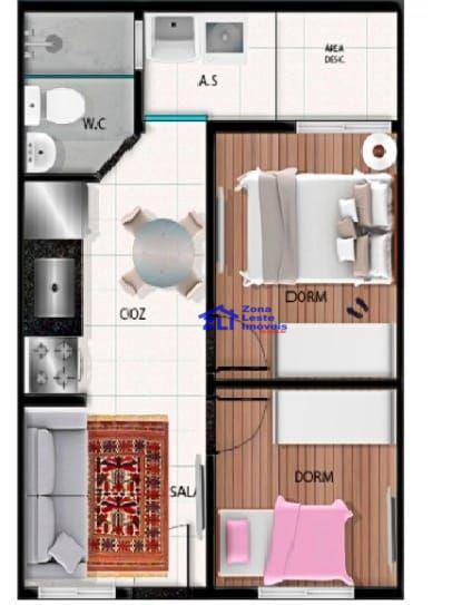 Apartamento à venda com 2 quartos, 37m² - Foto 1