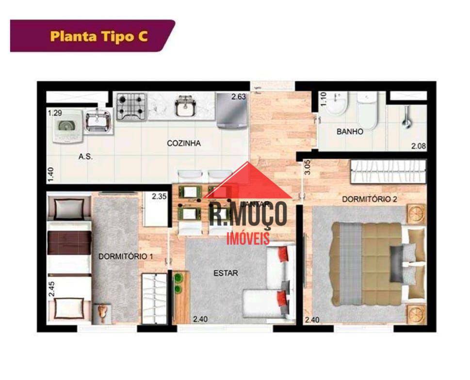 Apartamento à venda com 2 quartos, 34m² - Foto 2