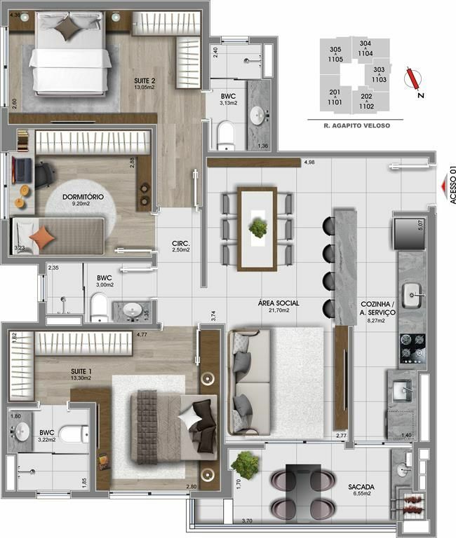 Apartamento à venda com 3 quartos - Foto 3