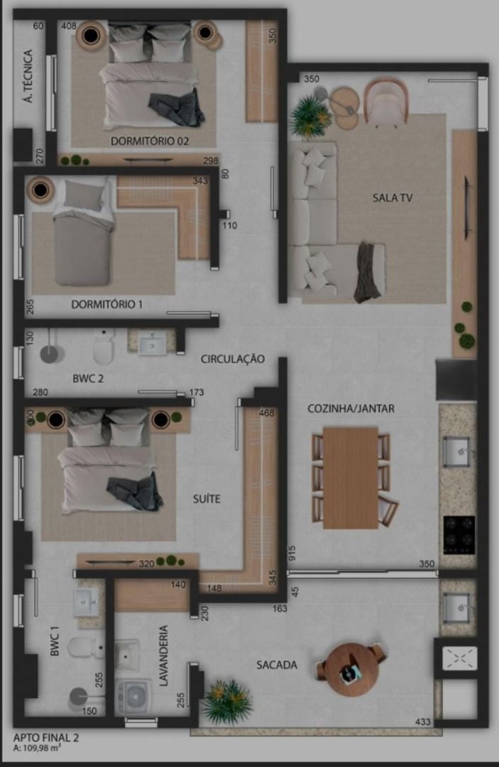 Apartamento à venda com 2 quartos, 150m² - Foto 8