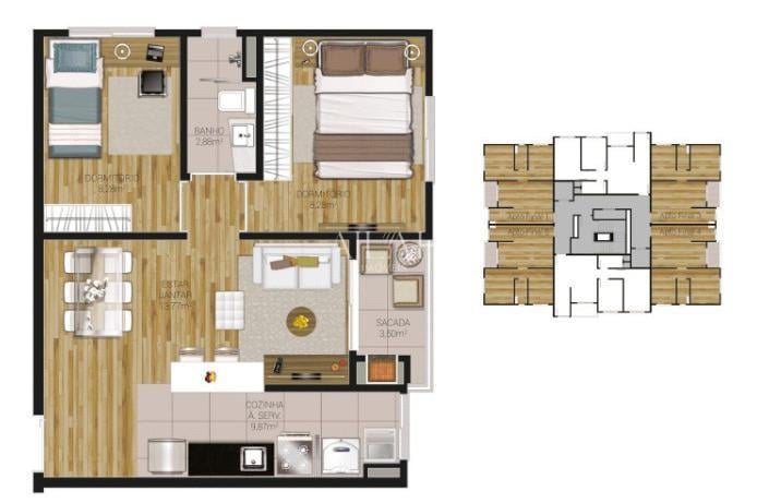 Apartamento à venda com 2 quartos, 55m² - Foto 6