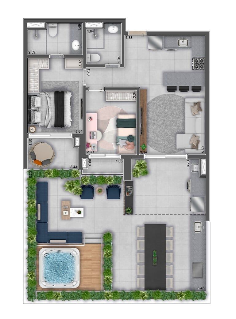 Apartamento à venda com 2 quartos, 69m² - Foto 3