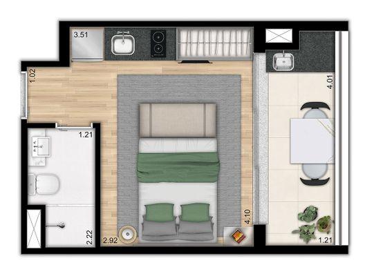 Apartamento à venda com 1 quarto, 25m² - Foto 2