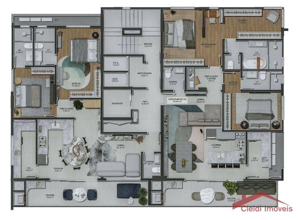 Apartamento à venda com 2 quartos, 100m² - Foto 29