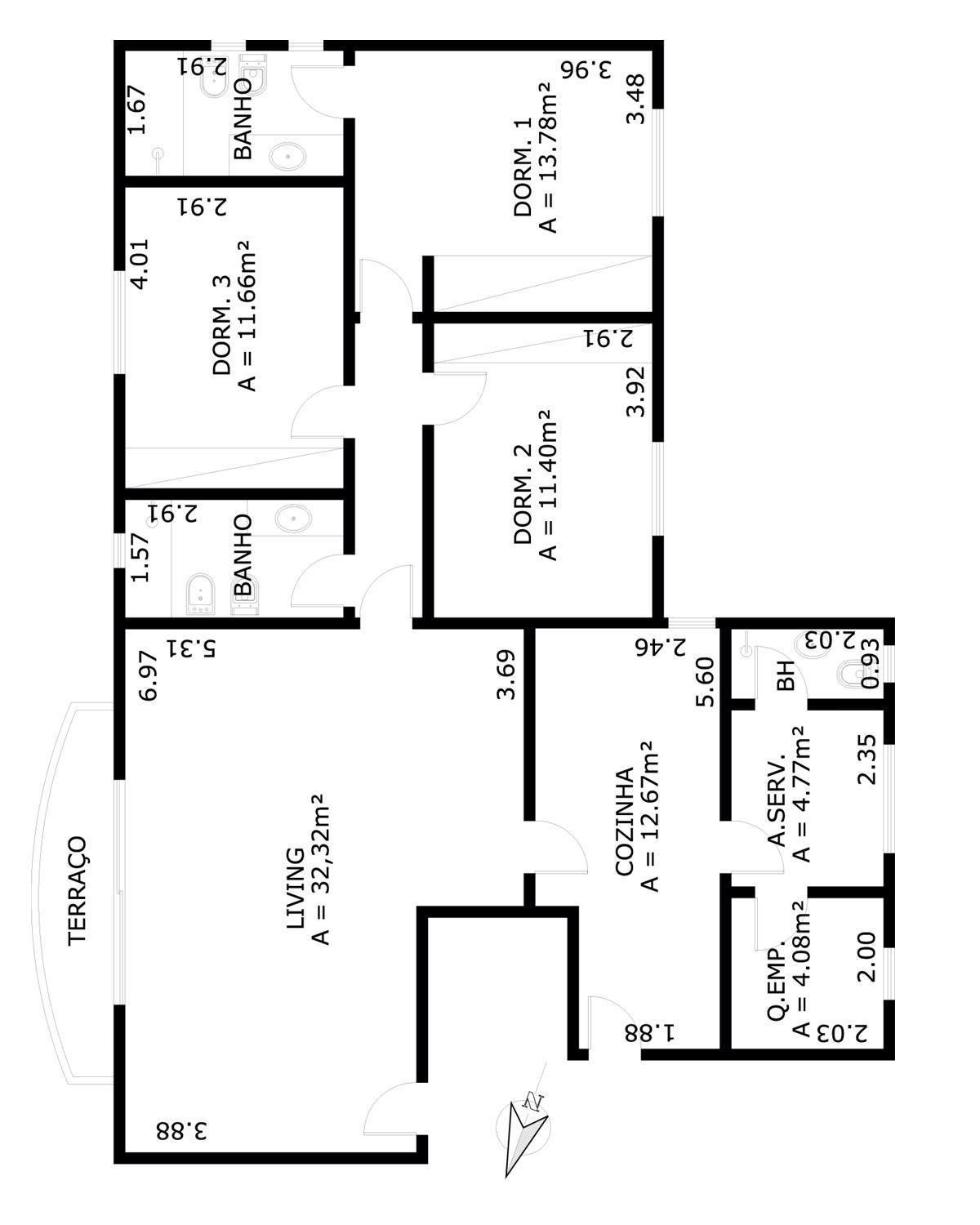 Apartamento à venda com 2 quartos, 135m² - Foto 3