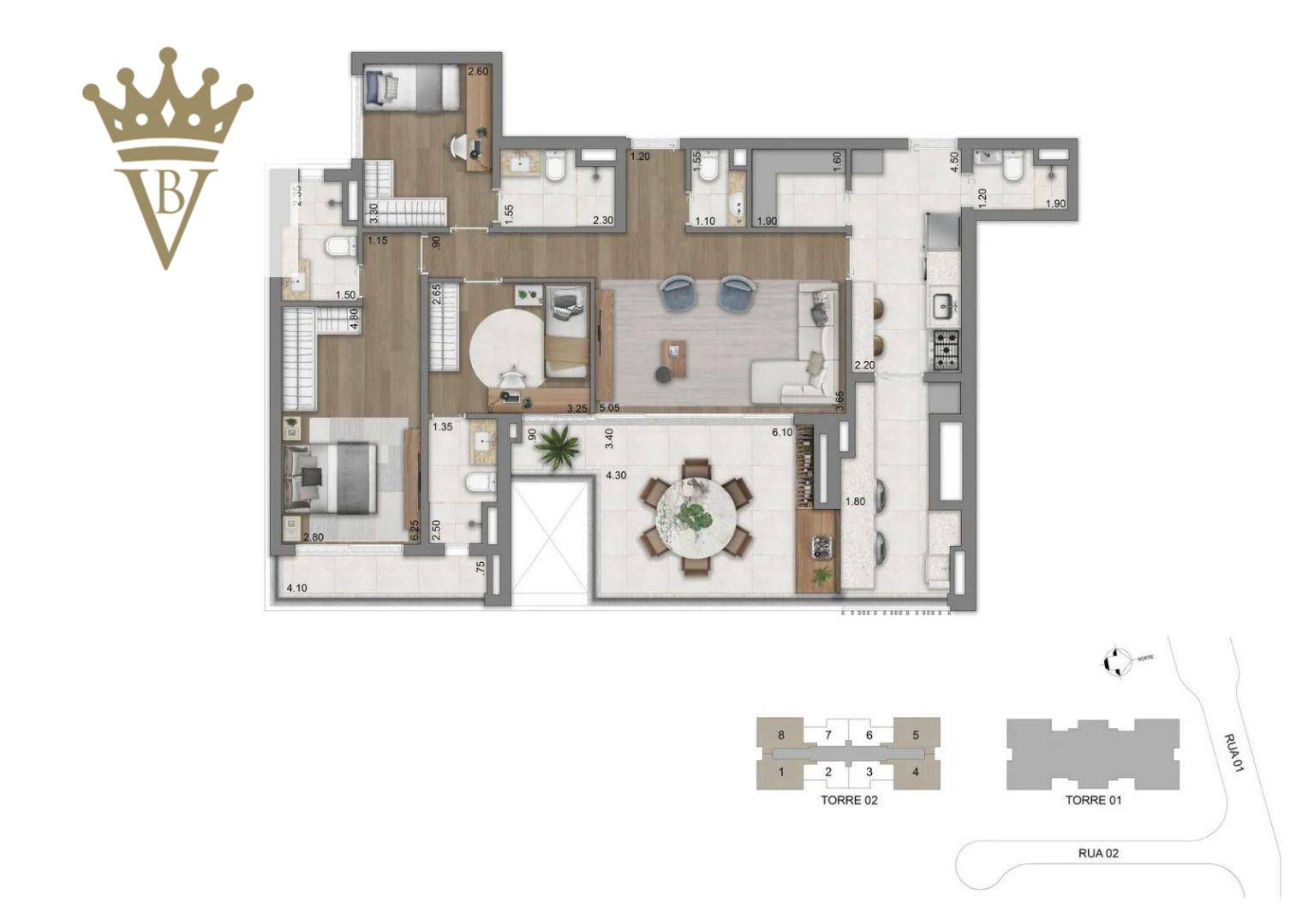 Apartamento à venda com 3 quartos, 134m² - Foto 1