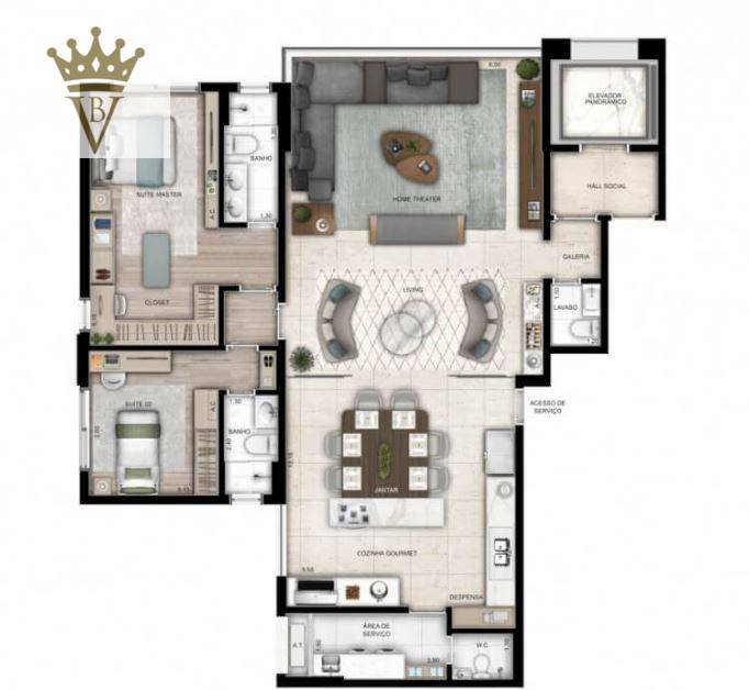 Apartamento à venda com 2 quartos, 153m² - Foto 13