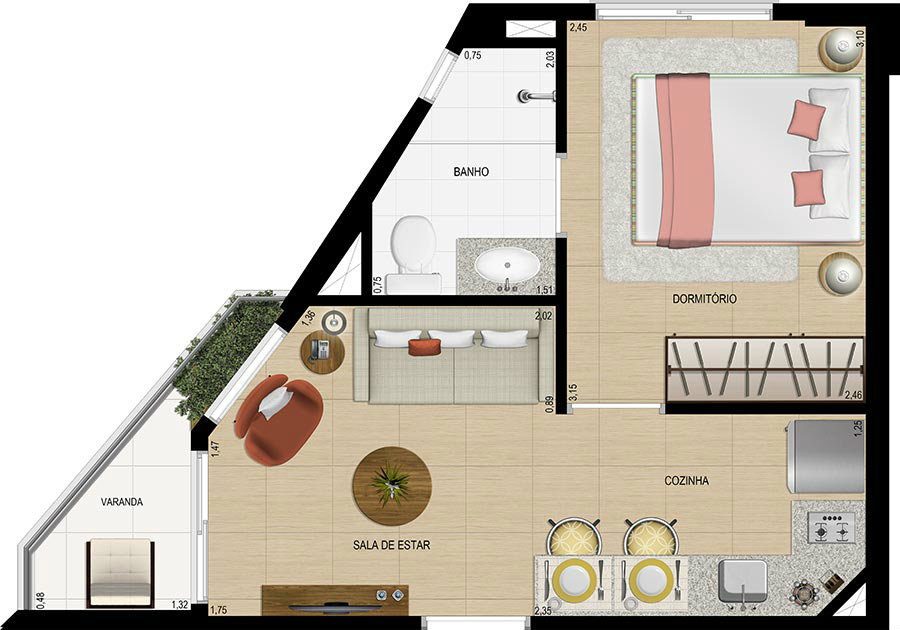 Apartamento à venda com 1 quarto, 37m² - Foto 4