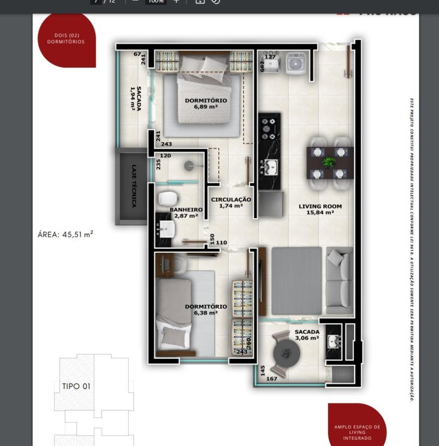 Apartamento à venda com 2 quartos, 45m² - Foto 10