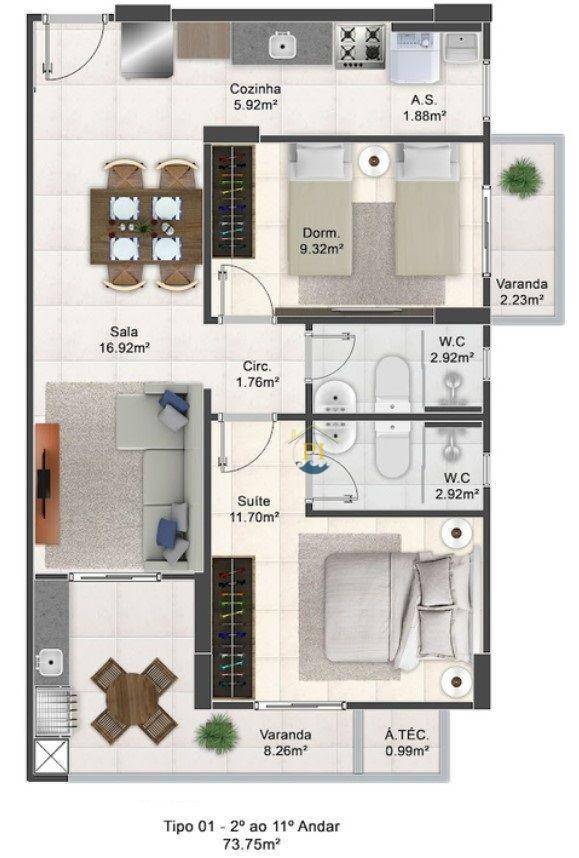 Apartamento à venda com 2 quartos, 73m² - Foto 28