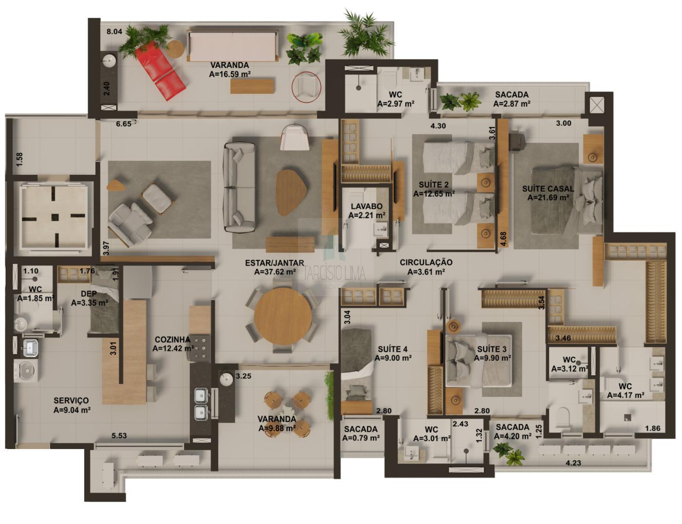 Apartamento à venda com 4 quartos, 205m² - Foto 20