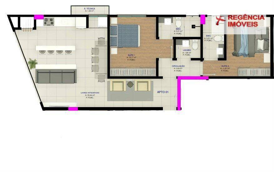 Apartamento à venda com 2 quartos, 82m² - Foto 3