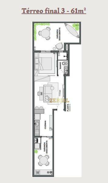 Apartamento à venda com 1 quarto, 61m² - Foto 1