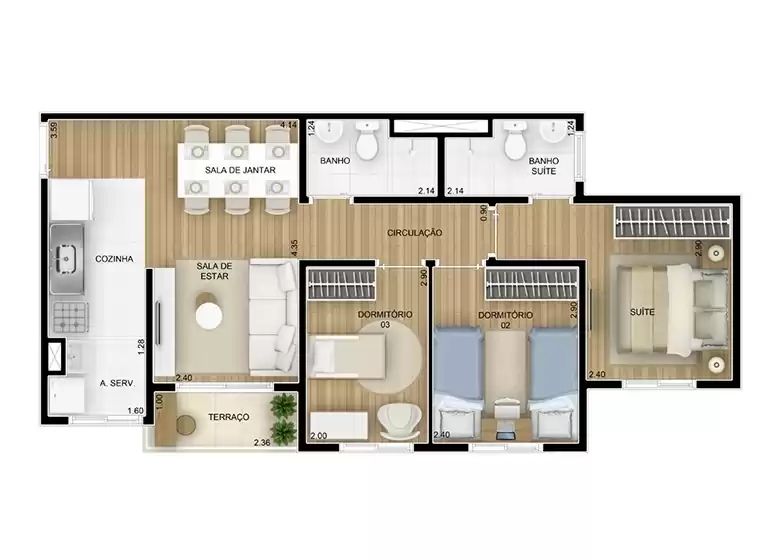 Apartamento à venda com 2 quartos, 42m² - Foto 3