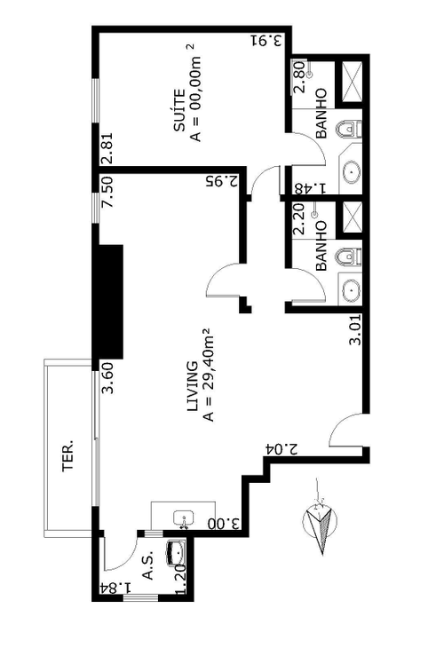 Apartamento à venda com 1 quarto, 43m² - Foto 2