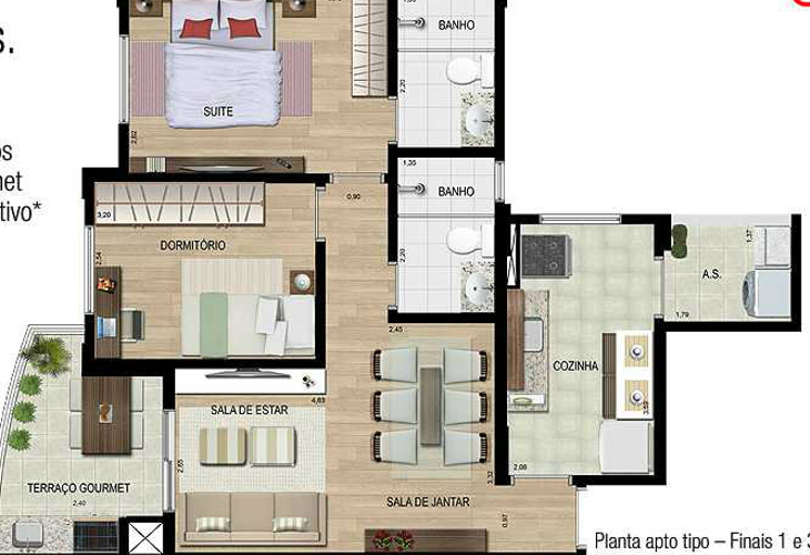 Apartamento à venda com 2 quartos, 67m² - Foto 3