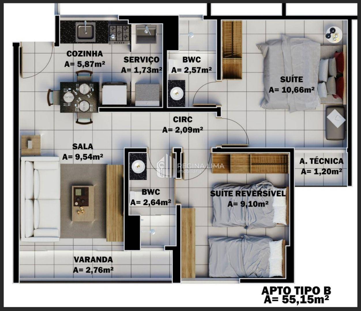 Apartamento à venda com 2 quartos, 55m² - Foto 7