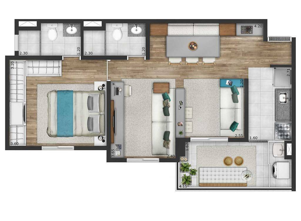 Apartamento à venda com 2 quartos, 57m² - Foto 37