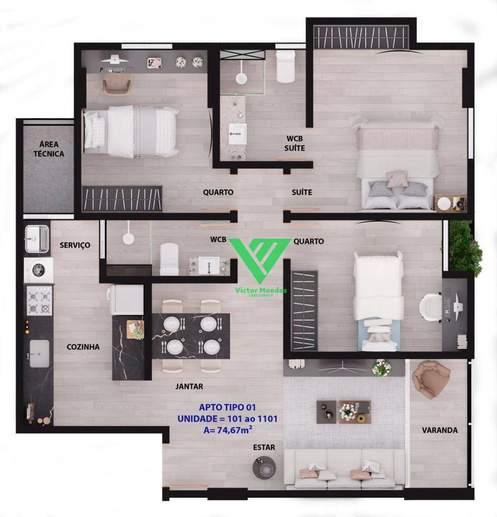 Apartamento à venda com 3 quartos, 78m² - Foto 28