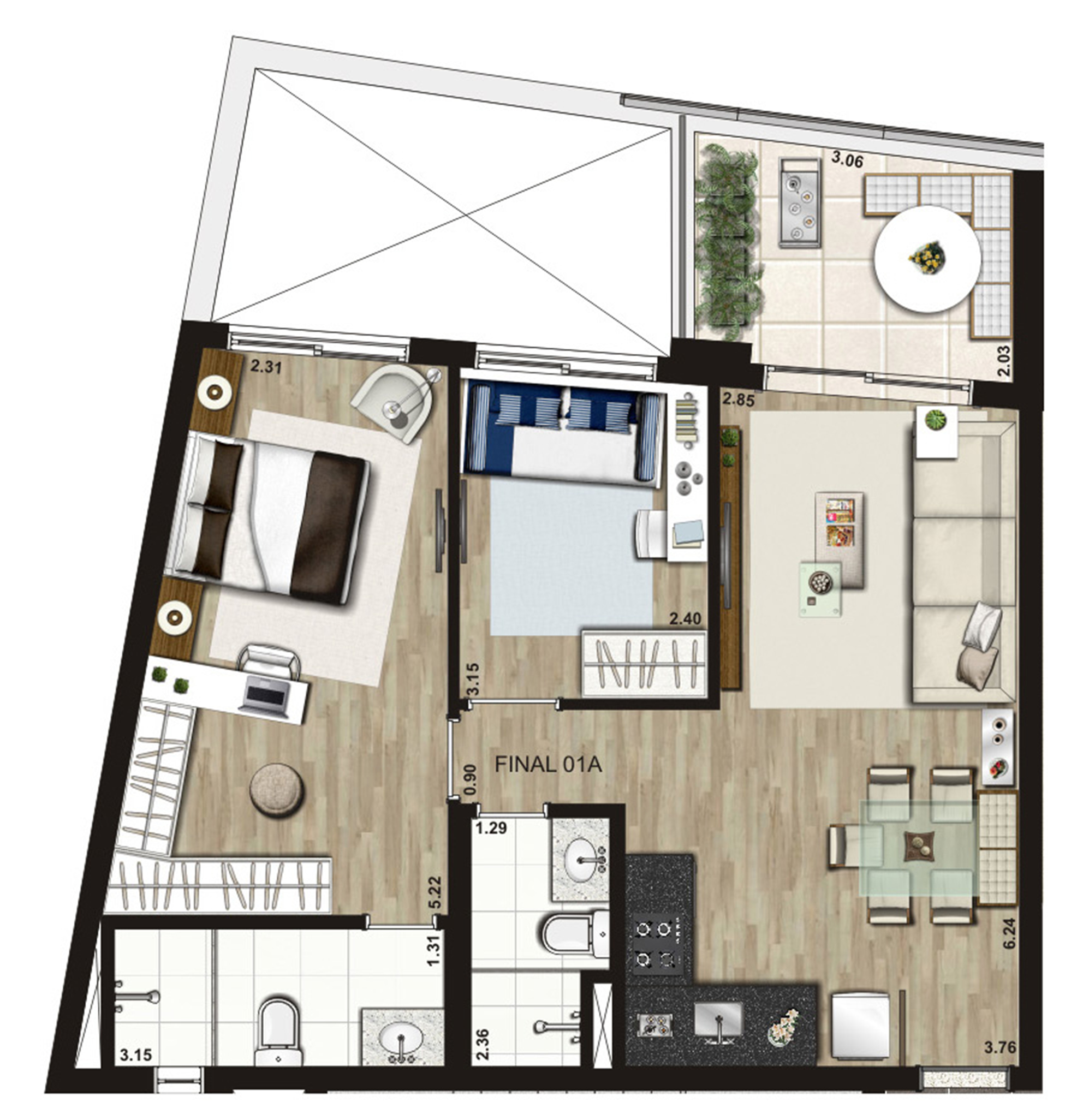 Apartamento à venda com 2 quartos, 69m² - Foto 2