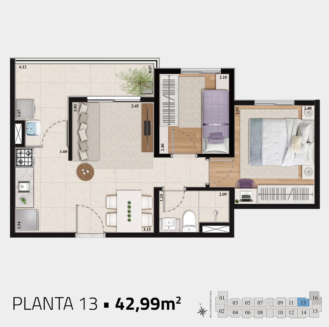 Apartamento à venda com 2 quartos, 42m² - Foto 2