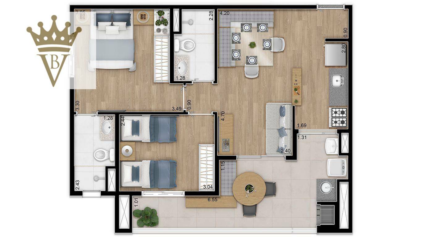 Apartamento à venda com 2 quartos, 62m² - Foto 2