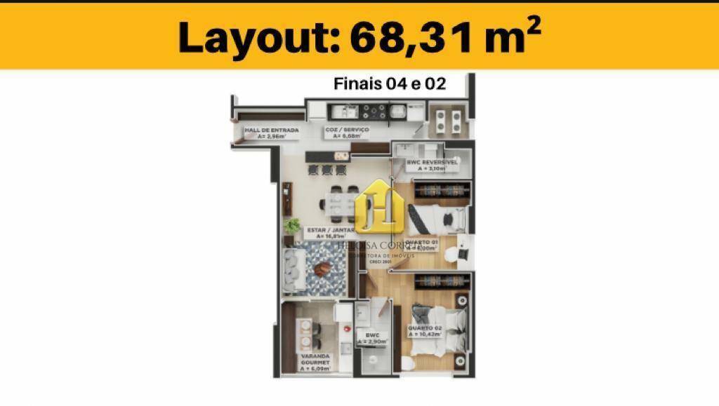 Apartamento à venda com 2 quartos, 68m² - Foto 2