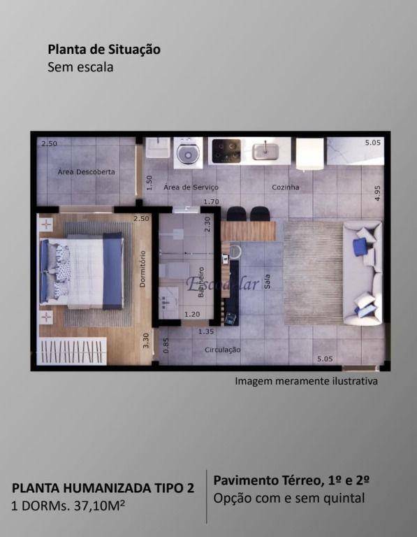 Apartamento à venda com 1 quarto, 37m² - Foto 2