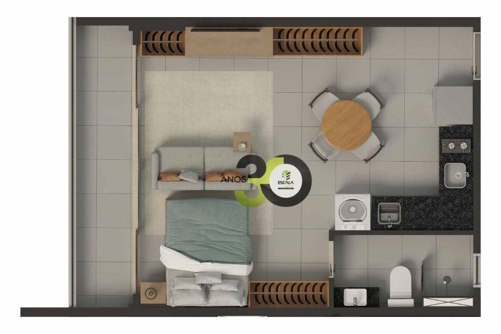 Apartamento à venda com 1 quarto, 37m² - Foto 2