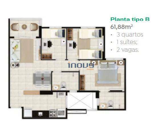 Apartamento à venda com 3 quartos, 61m² - Foto 22