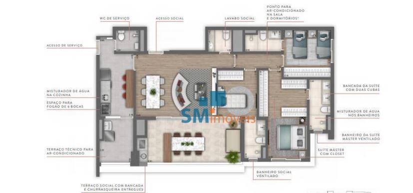 Apartamento à venda com 3 quartos, 104m² - Foto 1