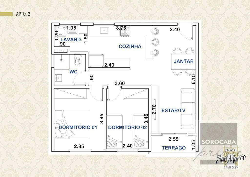 Apartamento à venda com 2 quartos, 61m² - Foto 6