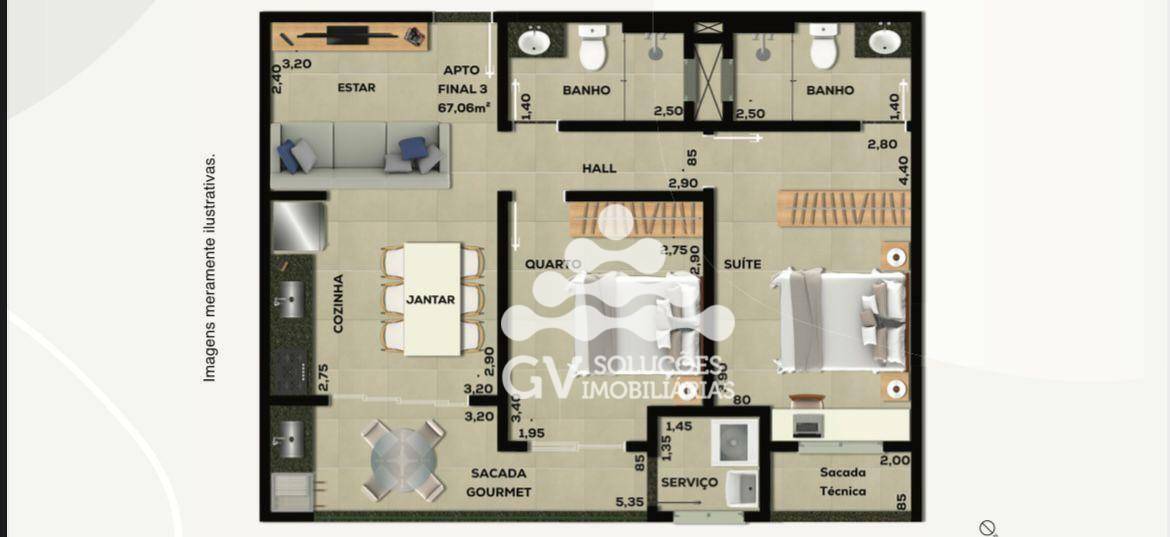 Apartamento à venda com 2 quartos, 67m² - Foto 8