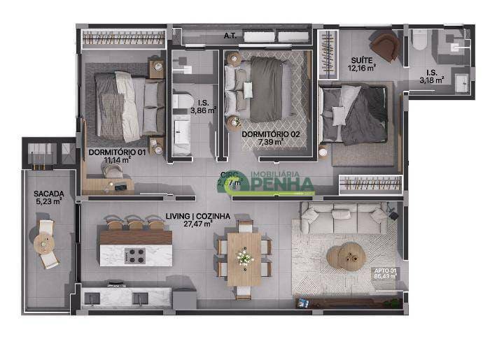 Apartamento à venda com 3 quartos, 85m² - Foto 7